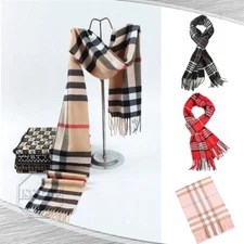 100%CASHMERE PLAID SCARF SUPER SOFT WOMEN CLASSIC BLANKET SCARF MADE IN SCOTLAND