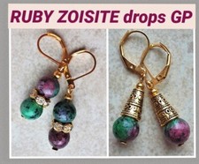 RUBY ZOISITE drop earrings GP Lever back handcrafted CHOOSE