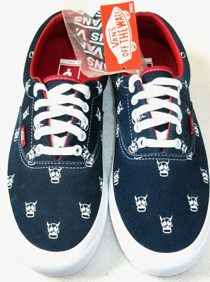 Vans Men's Era Pro Kader Sylla Canvas Shoes Skull Logo Navy Blue White Red NIB