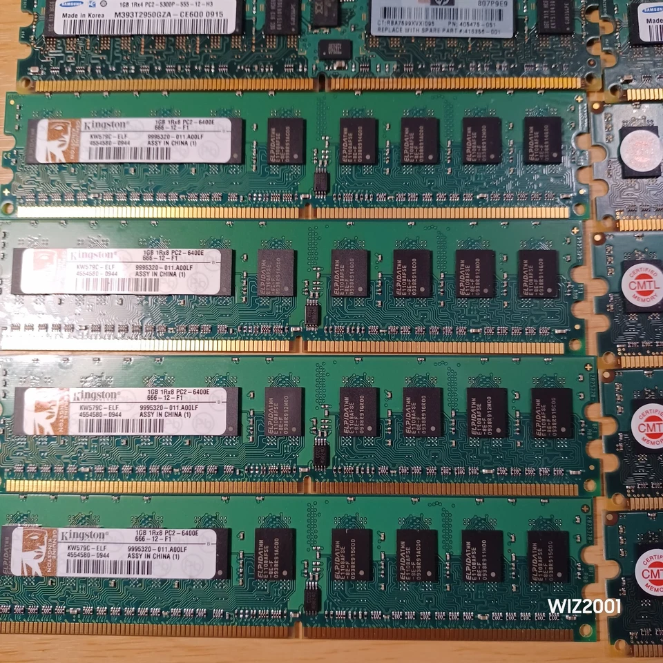 Lot 13x 1GB Samsung Kingston Dr Dataram PC2 5300 6400 ECC Server RAM MIXED LOT - Image 3 of 4