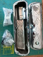 Small Block Ford Chrome FLAME Engine Dress Up Kit Valve Covers SBF BREATHERS