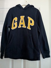Gap Boys Navy Pullover Hoodie Sweatshirt Logo Embroidered Sz. XL 12 Excellent