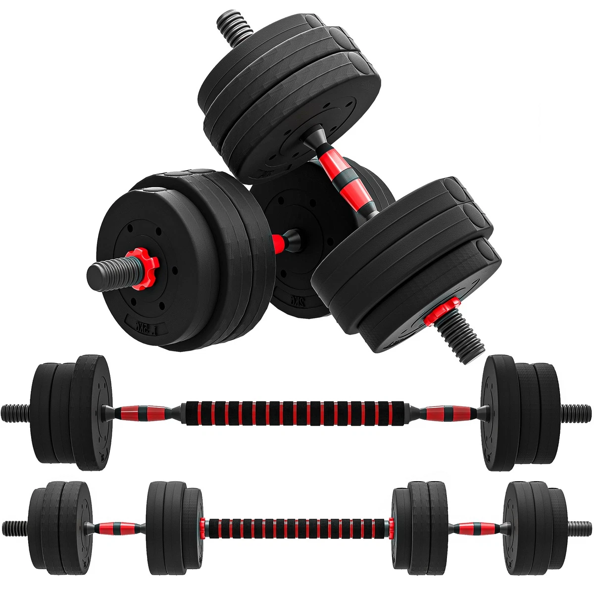 Set Manubri A Vite Per Palestra - 25/28 Mm, Pesi Da 5kg A 50kg, Ferro Cromato
