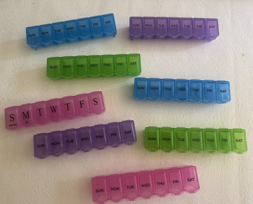Med- Lg Size Compartment 7 Day Pill Organizer Various Colors