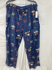 New Tommy Bahama Men Fleece Lounge Pajama Pants Xmas Palm Trees Toucan Santa XL