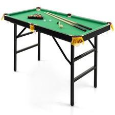 47" Folding Billiard Table Pool Game Table w/ Cues Brush Chalk Indoor Kids Green