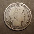 1907 **S** BARBER SILVER HALF DOLLAR ***NICE COIN!***  FREE SHIPPING! C1941