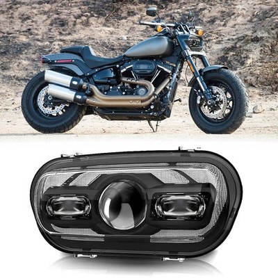 Für 2008-2019 Harley Fat Bob LED Scheinwerfer Tagfahrlicht Fernlich Abblendlicht