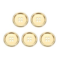 "5Stk MetallknöPfe 25Mm (0,98\") 4 LöCher Legierung Runde NäHnäHte KnöPfe Gold"