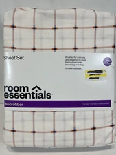 Twin Sheet Set Microfiber Room Essential Plaid New 15" Deep Pockets Machine Wash