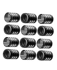 Tire Valve Stem Cap Cover - 12 Pack Tire Air Cap Metal American Flag Black
