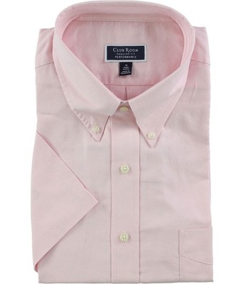 Club Room Mens Wrinkle-Resistant Button Down Dress Shirt, pink, 16 Neck