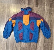 80's Vintage Ski Puffer Jacket Apparatus Size XL Colorblock Full Zip