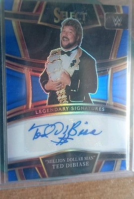 WWE Panini Sammelkarte Auto Ted Dibiasi /49 Top Zustand Select 23 Blue Prizim