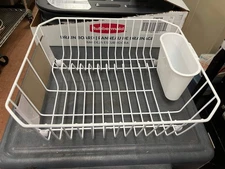 New Rubbermaid 6008 White Twin Sink Small Microban Dish Drainer Drying Rack