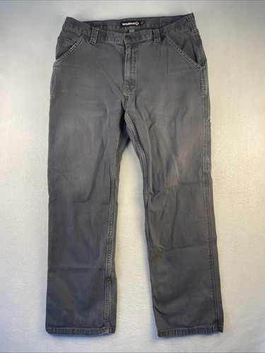 Wolverine Canvas Carpenter Pants Dark Grey Faded Workwear - 36x30