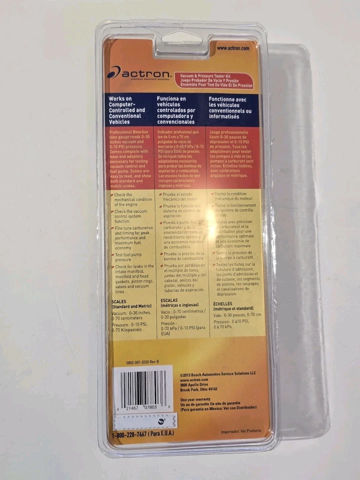 NUEVO Kit de probador de presión y vacío Actron CP7803 *NOS* Foto 2 de 2