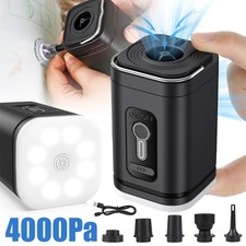 4000Pa Air Bed Pump Electric Air Pump Inflator Deflator Rechargeable LED light