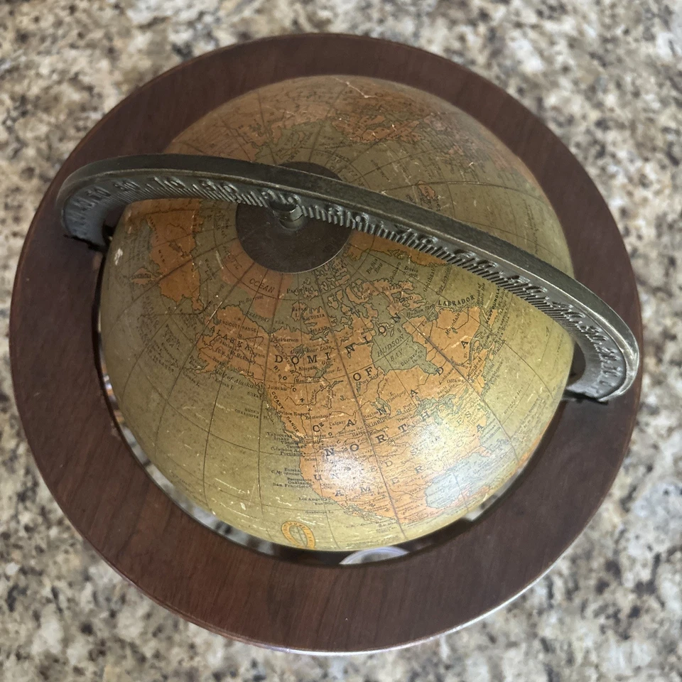 Rand McNally 1929 8” globo terrestre raro base de madera de 6 patas - mapa vintage Foto 2 de 4