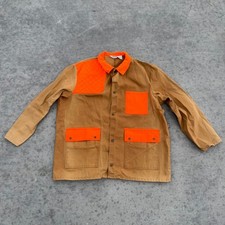 Vtg Walls Mens 2XL Brown Duck Canvas Hunting Jacket Blaze Orange Game USA 37280B