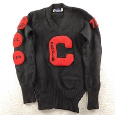 Vintage 70s Wool Varsity Sweater Size 38 Women's XS/S Spell Out Patches