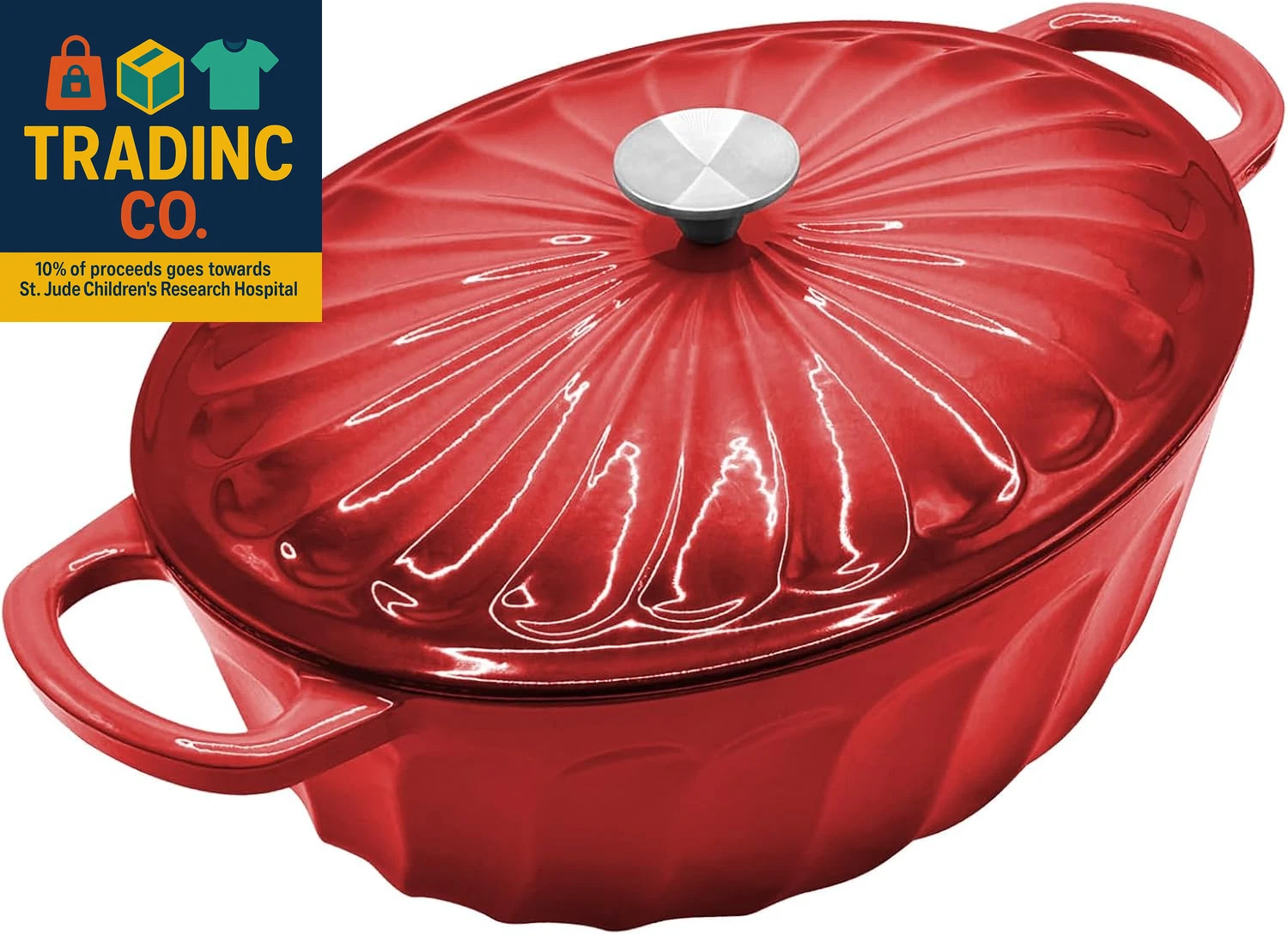 Enameled Oval Dutch Oven Pot with Lid, 7 QT Cast Iron Dutch Oven with Dual Handl