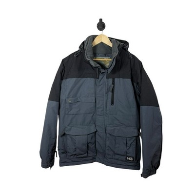 E408 Men s Hooded Colorblock Ski/Snowboard Jacket Grey/Black M
