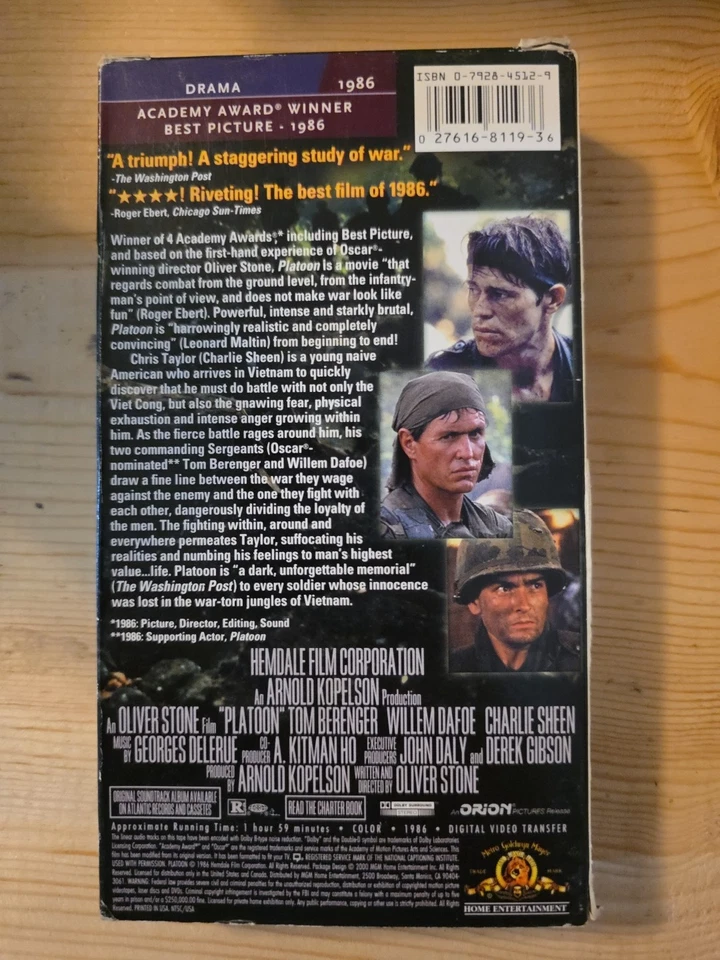 Platoon (VHS, 2000) - Image 2 of 2