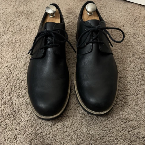 Timberland uomo Oxford taglia 11 pelle nera punta tonda tinta unita Ortholite