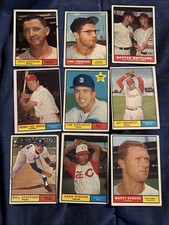 1961 Topps Baseball Lot (9) - Vada Pinson Reds Bill Stafford Yankees