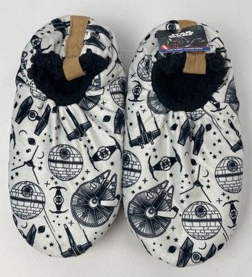 Men s SLIPPERS Fuzzy Babba Slipper Socks STAR WARS M/L 7.5-9.5 falcon Death Star
