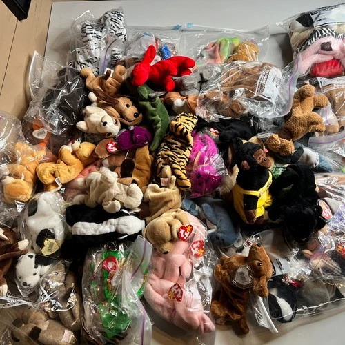 Huge TY Beanie Babies Lot 90+ Vintage Plush 1990s Original Beanies Bulk Collecti
