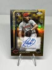 Rhett Lowder 2025 Topps Gilded Collection Chrome Gold Auto RC Rookie /99 Reds