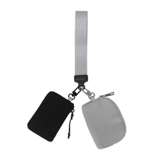 LOTILE Dual Pouch Wristlet Wallet Mini Zip Around Wristlet Card Purse for Women