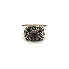 Sterling Silver Garnet Ring Size 7 Stone 6 x 6 mm