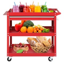 Heavy Duty 3-Tier Rolling Tool Cart with Drawer, Pegboard  Hooks for Garage