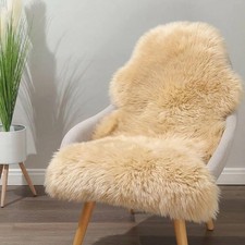 Luxury Genuine Australian Sheepskin Rug - Light Brown 2ft x 3ft Fluffy Fur