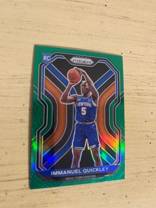 2020-21 Panini Prizm #296 Immanuel Quickley Green Prizms Rookie E1