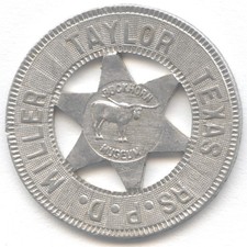 Typer Token Buckhorn Museum Aluminum Metal Good Luck Miller Taylor Texas RS PD