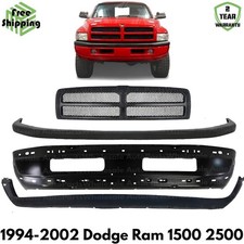Front Bumper Primed Steel Grille Assembly Kit For 1994-2002 Dodge Ram 1500