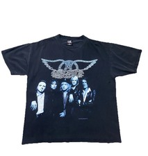 Vintage 1997 Aerosmith Nine Lives World Tour T-Shirt Black Rock Band USA Size L