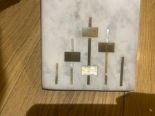 Marble Cheese Board with Brass and Mother-of-Pearl inlays, cheese fork