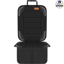 Car Seat Protector One Pack Black Waterproof Thick Padding 2 Mesh Pockets