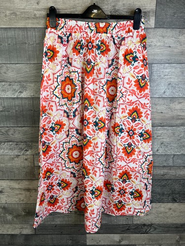 Boden Midirock Gr. UK 12 elfenbein orange Blumen geometrisches Muster Bloomsbury Pull On - Bild 2 von 13