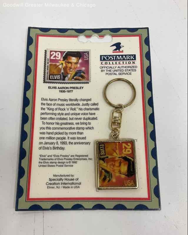 Vintage USPS Postmark Collection Elvis Presley Commemorative Stamp Keychain