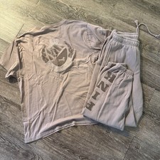 PINK Victoria's Secret Taupe 2pc Sweatsuit Set Tee  Jogger Pants M