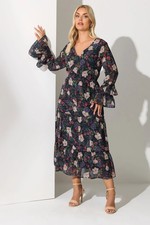 Yours Curve Women's Plus Size Floral Ruffle Tiered Maxi Dress