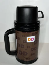 Dunkin' Donuts Coffee Thermos Whirley Insulated Mug & Cup Lid with Handle Brown