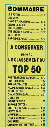 MAGAZINE TOP 50 149 SANS POSTER SANDRA CRETU DEBUT DE SOIRÉE NIAGARA L.VOULZY 89 - Picture 2 of 4