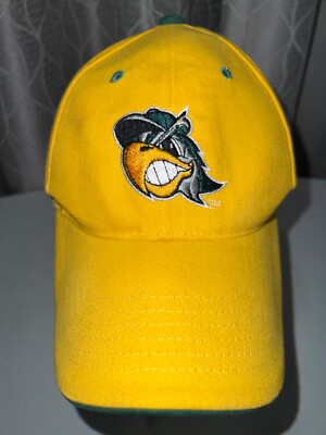 South Bend Sliver Hawks Gold Hat Cap Hook Loop With Embroidered Hawk on Front